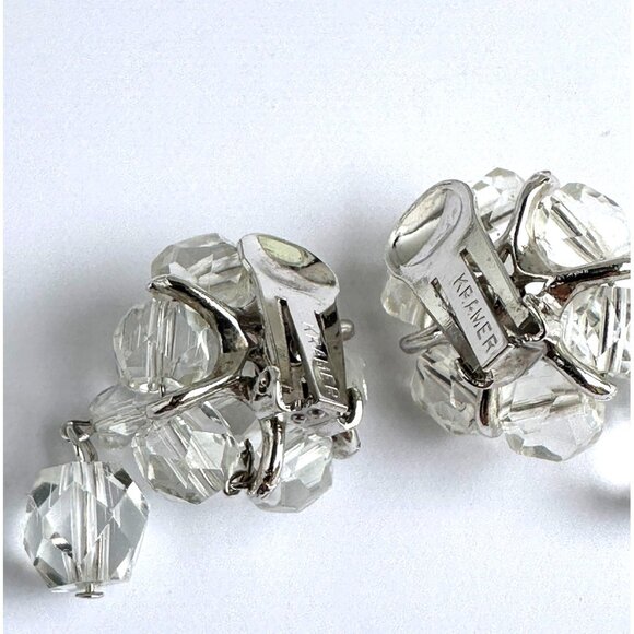 Kramer Vintage Crystal Clip Earrings - Picture 6 of 13